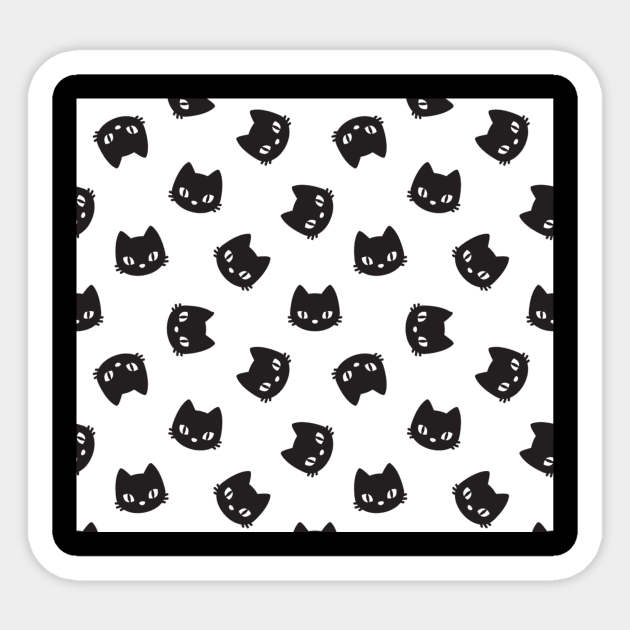 Pattern black cute cats lover Sticker by Flipodesigner